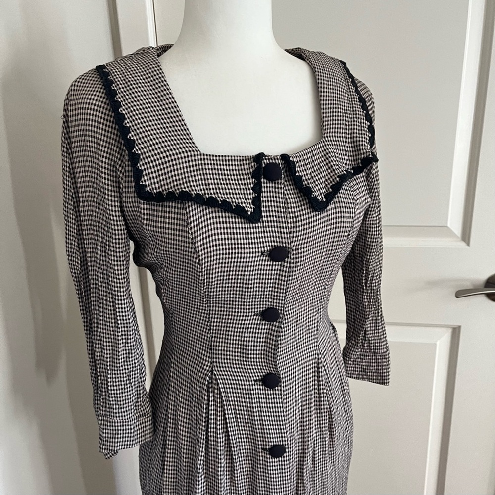 Vintage Karon Crosby size 8 button down midi maxi dress collared